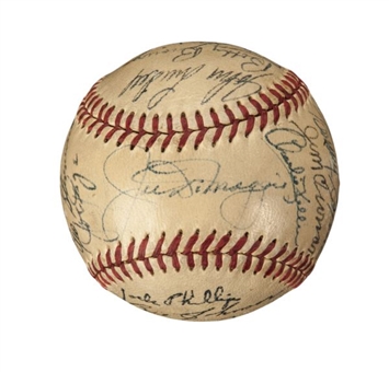 1949 World Champion New York Yankees Team Signed Baseball With 27 Signatures Including DiMaggio and Rizzuto